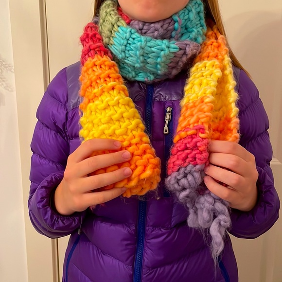 Multicolored Hand Made Knit Scarf - Picture 3 of 3